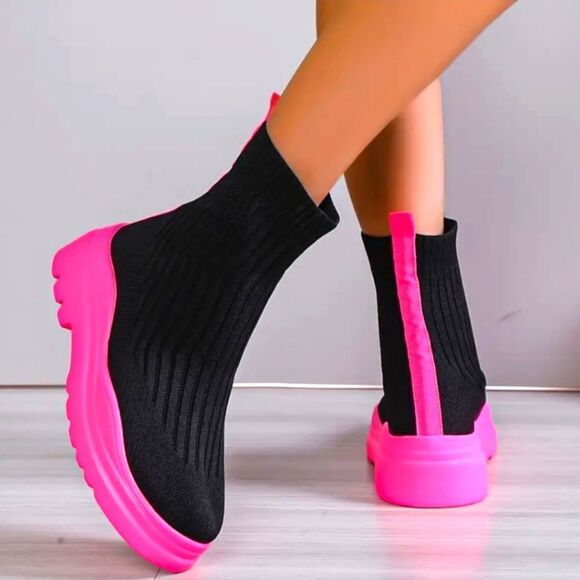 Trendy women's slip on sock boots sz 6 - Picture 2 of 9